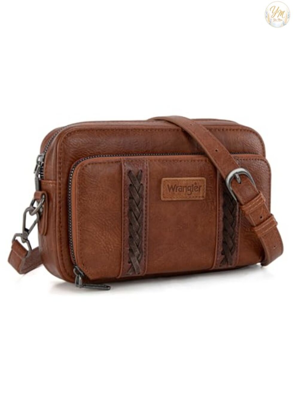 Wrangler Small Leather Crossbody Purse Multi Pocket Adjustable Strap